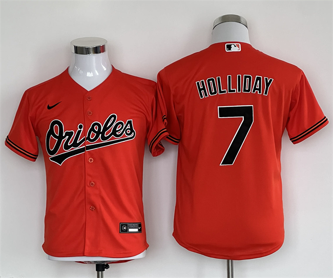 Youth Baltimore Orioles #7 Jackson Holliday Orange Stitched Baseball Jersey